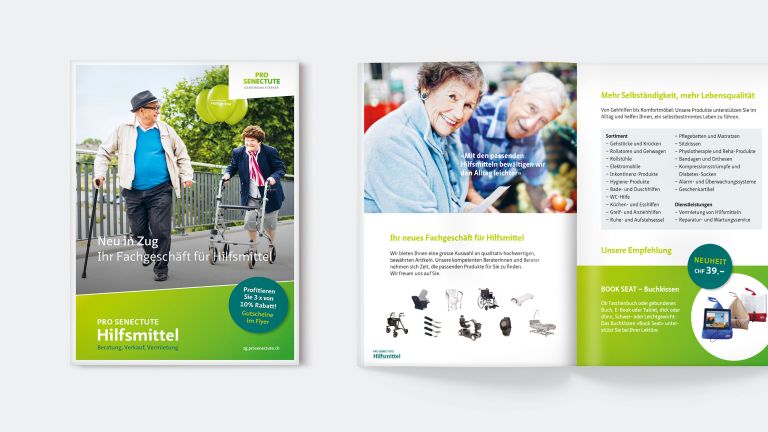 Kommunikationsmittel und Eröffnungskampagne für Pro Senectute Zug
