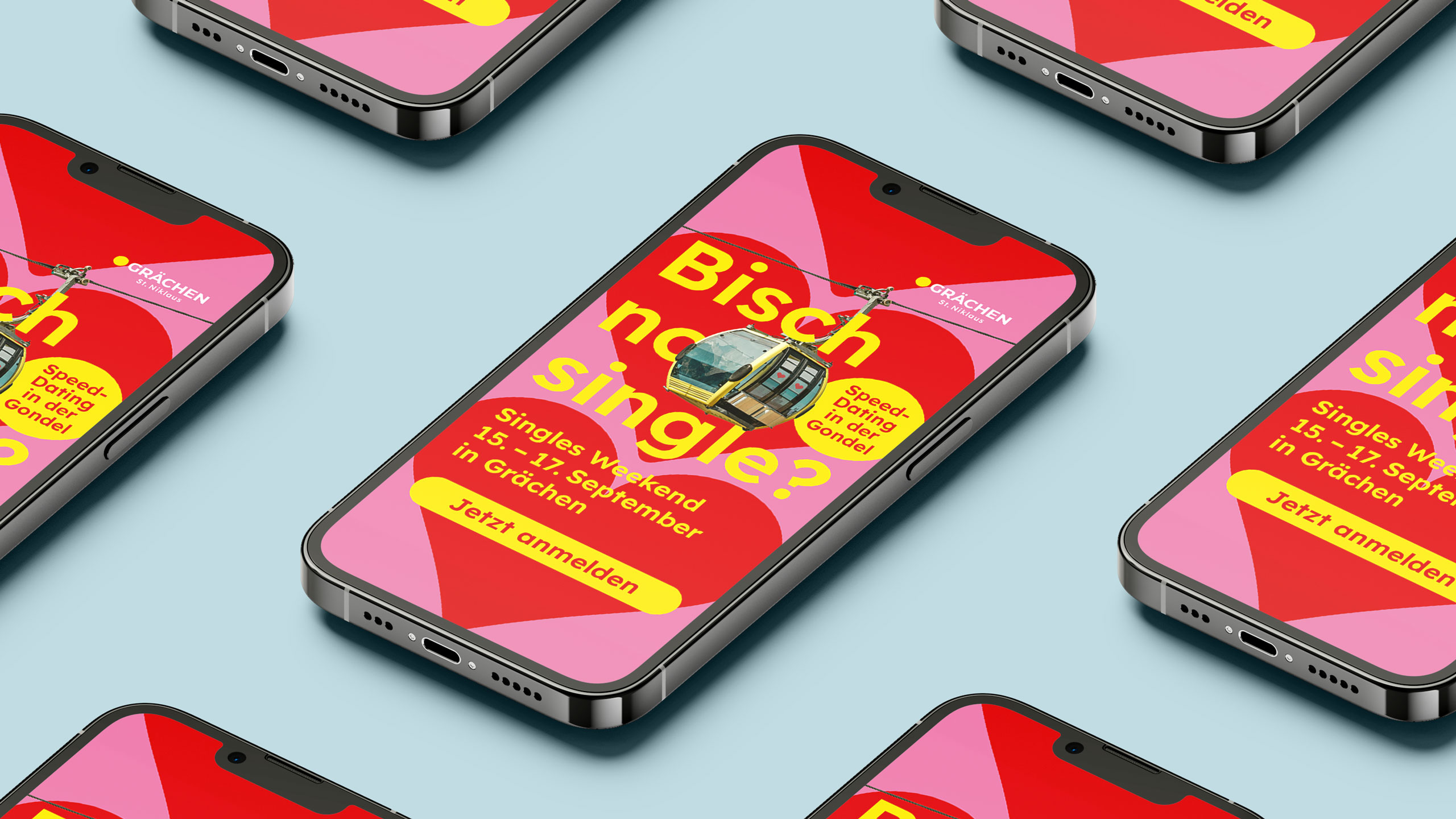 Visueller Auftritt für den Event «Singles Weekend» in Grächen